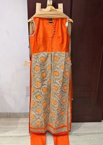 Brand New Orange Embroidered Kurta Set