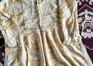 Yellow Embroidered Kurti