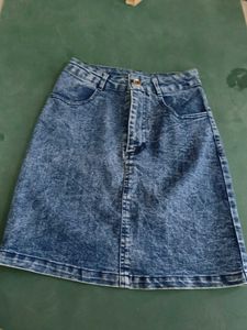 Acid Wash Denim Mini Skirt