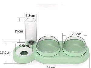 Pet Double Bowls 2 Food Bowl 1 Water Feeder