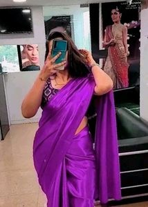 Beautiful Purple Saree With Blouse 🥻
