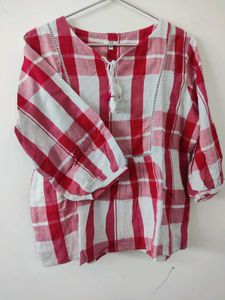 Red &amp; White Plaid Top