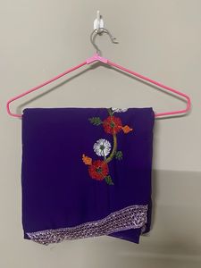 Elegant Purple Embroidered Saree