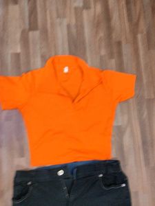 Orange Tee &amp; Jeans Set