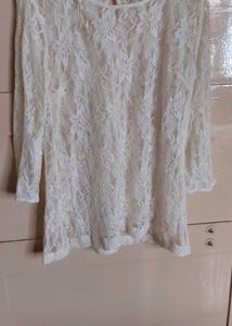 Girls White Top Net Type