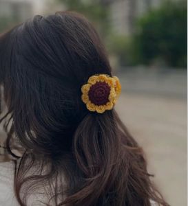 Crochet Sunflower Hair Claw Clip