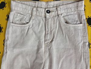 Light Wash Beige Wide Leg Jeans