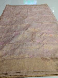 Golden pink soft silk saree