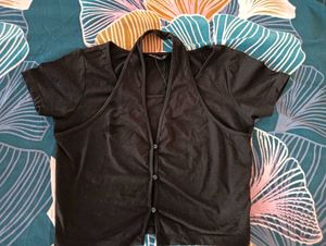 Black Button-Front Top
