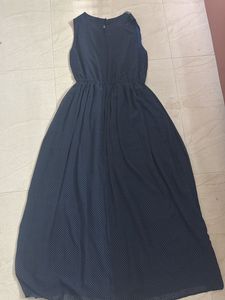 Navy Beaded Neck Maxi Dress