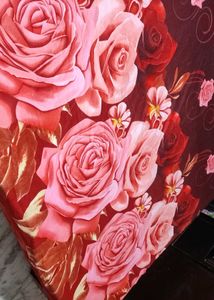 Red Floral Double Bed Bedsheet &amp; Pillow Cover