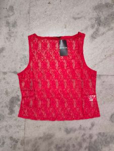 New Red Lace Sleeveless Top(Bargainable)