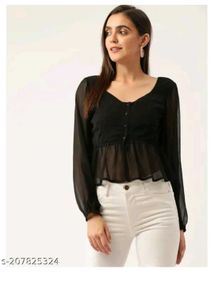 Chic Black Sheer Top