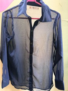 Sheer Navy Blue Shirt For Women/Girl