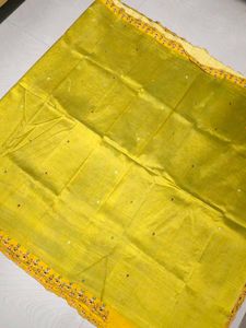 Yellow Embroidered Pure Silk Saree💛