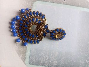 Blue Beaded Statement Earrings