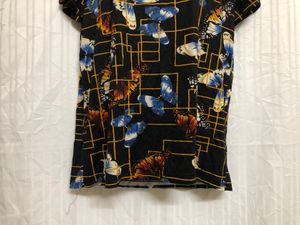 Black Printed Short Sleeve Tops