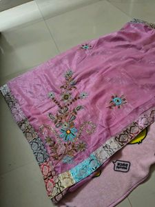 Pink Embroidered Saree Blouse