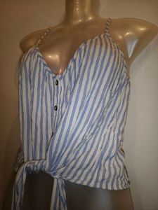 Size S H&amp;M Striped Tie-Front Tank Top