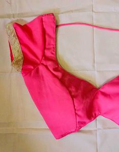 Sheer Back Padded Georgette Blouse With Lace