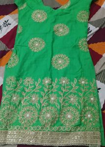 Green Embellished Suit With Heavy  Dupatta