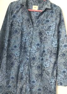 Cute Floral Print long blue Top🐳💕