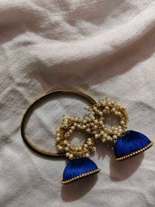 Blue Silk Thread Earrings