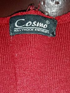 Elegant Red Cosmo Knit Cardigan For Women