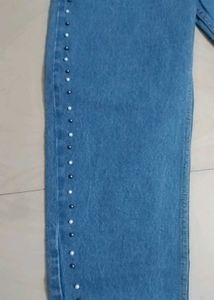 Studded Blue Denim Jeans