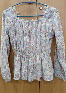 Floral Lace Trim Summer Top