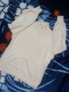 Beige Knit Pullover Sweater