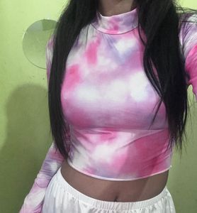 Tie-Dye Long Sleeve Mesh Top