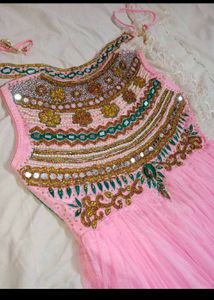 PINK ETHINIC GOWN WITH SET OF THREE