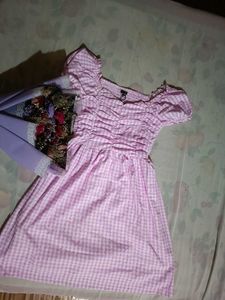 Lavendar Gingham Ruched Dress