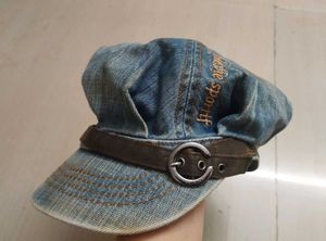 Denim Newsboy Cap with Buckle