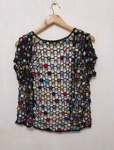 Trendy New  Crochet Colorful Cardigan