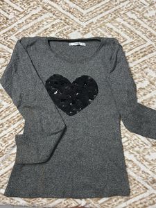 Black Heart Grey Sweater