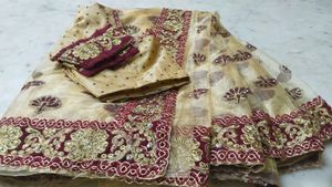 Golden An Red ♥️ Border Saree With Blouse