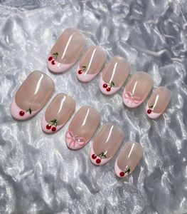 Cherry French Tip Press-On Nails