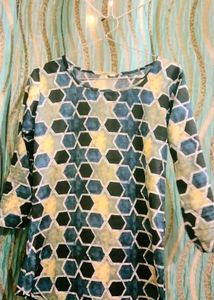 Formal Wear Navy Blue+Grey Top