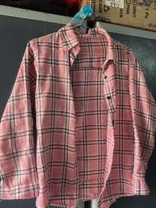 Pink Plaid Flannel Shirt