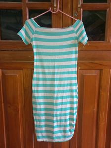 Green Striped Bodycon Dress