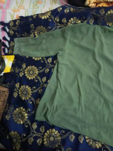 Olive Green Sheer Embellished Cardigan