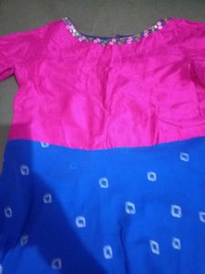 Bandine Blue And Pink Combination Umbrella Dress