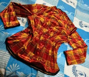 Velvet Two piece combo Of Plaid skirt dress