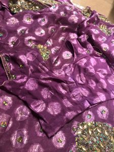 Heavy Embroidered Purple Saree With Blouse