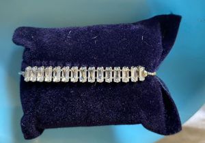 Silver Tone Baguette Stone Adjustable Bracelet