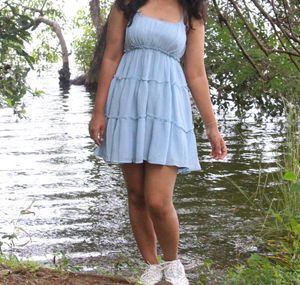 Light Blue Ruffled Mini Dress