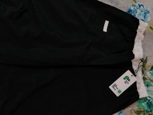 Baggy Black Pants with Lace Trim