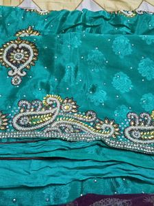 Elegant Teal Embellished Saree